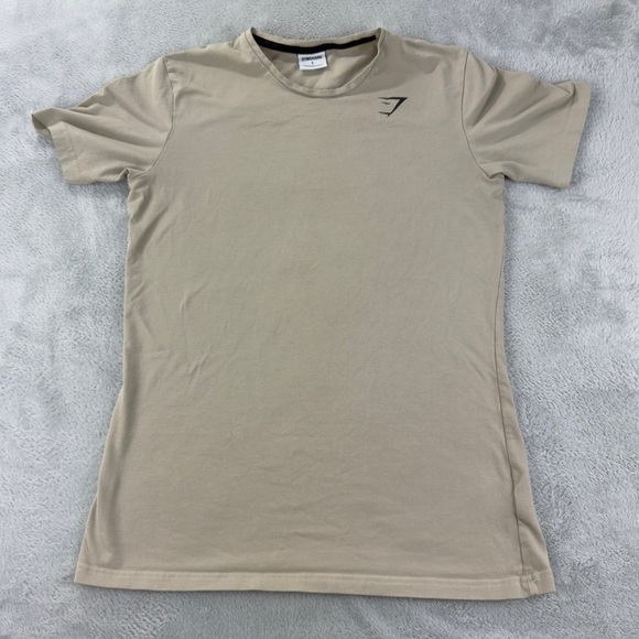 Gym Shark Cotton Tan Shirt Men’s Size Small - Picture 1 of 9